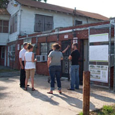 Students presenting work to community